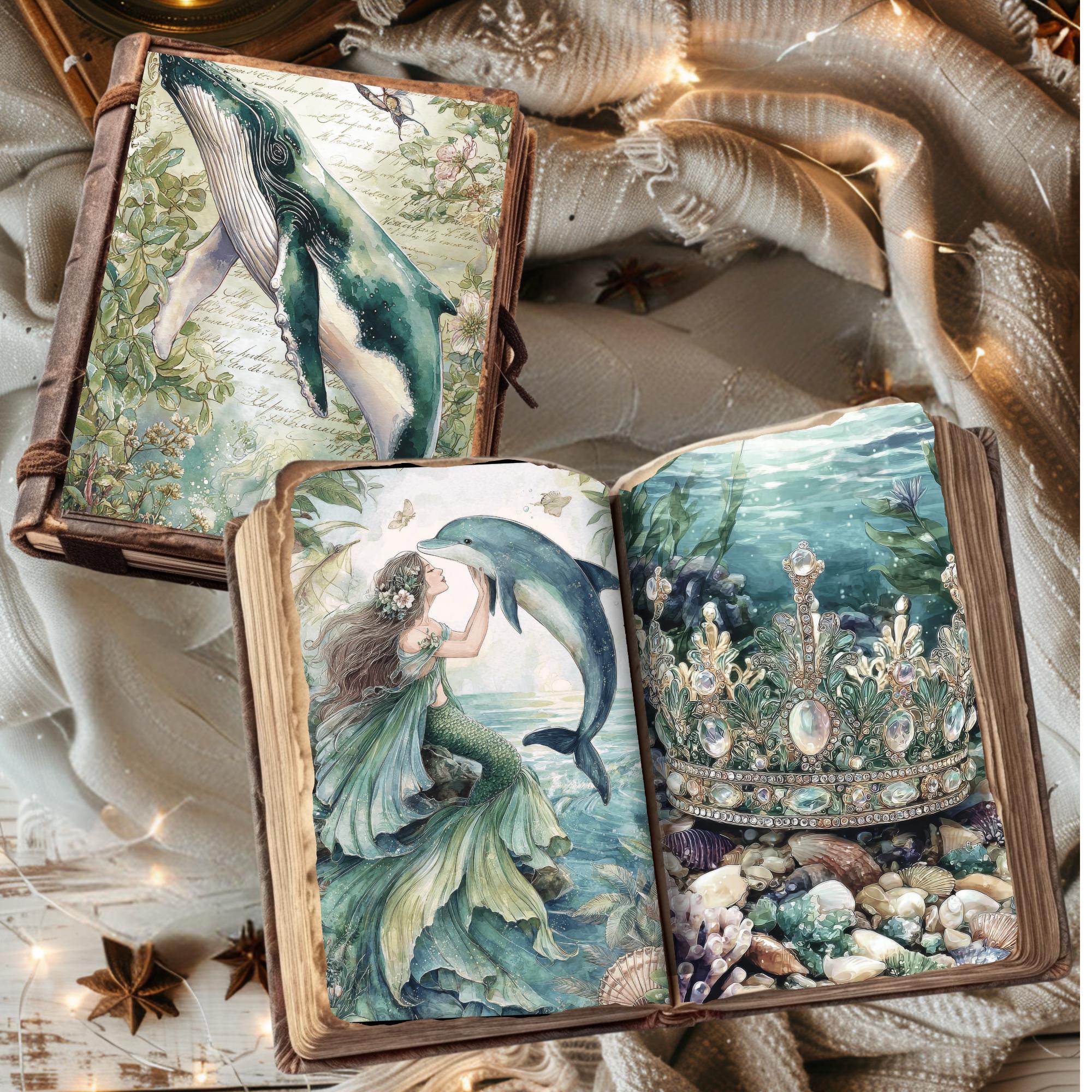 250 Vintage Mermaid Junk Journal Kit, 60 Tags and Pockets, Victorian ...