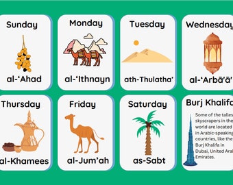 Arabic Language Days of the Week Flashcards