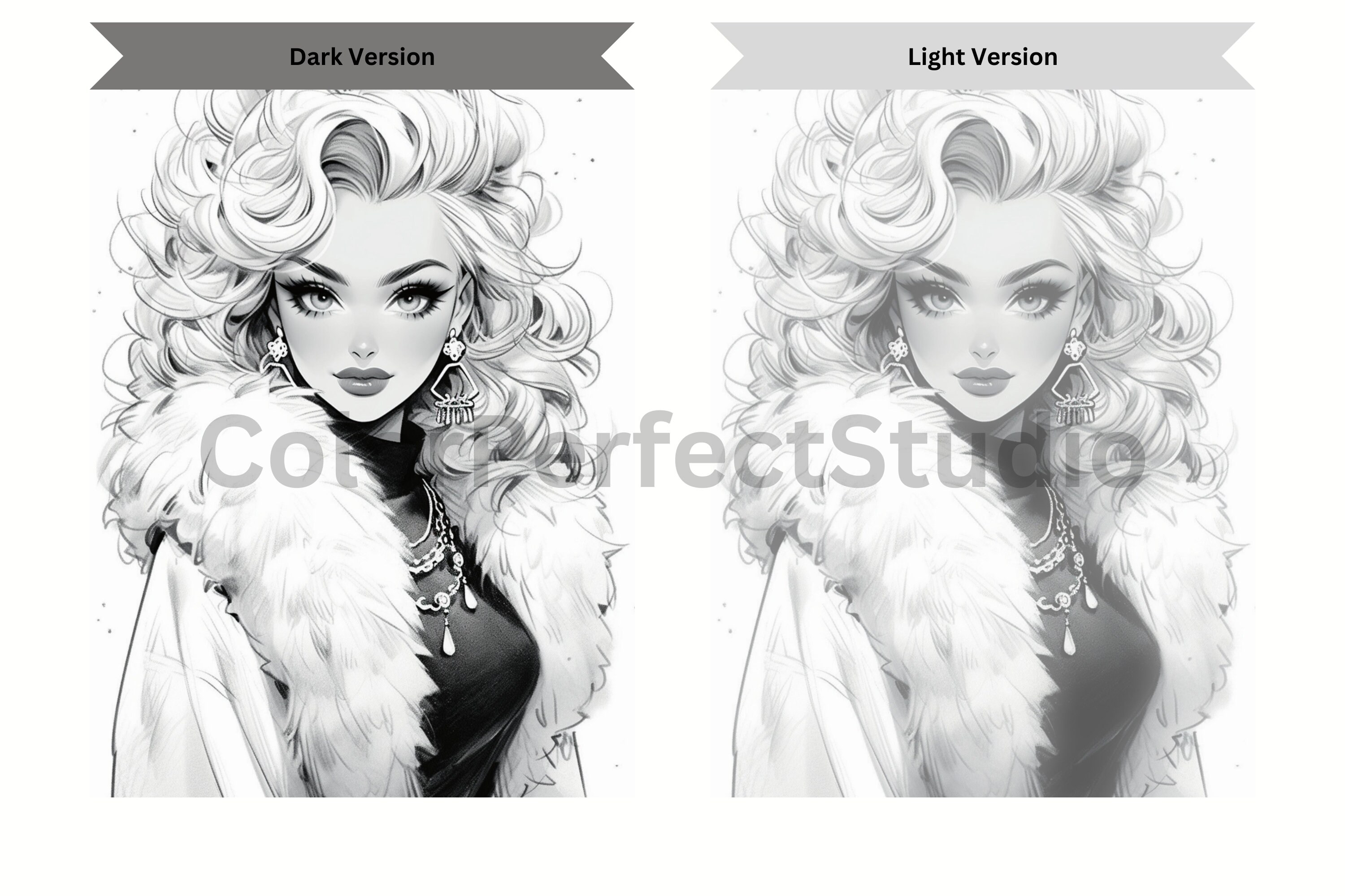 35 Girls Models With Classic Hairstyles Digital Coloring Book - Etsy