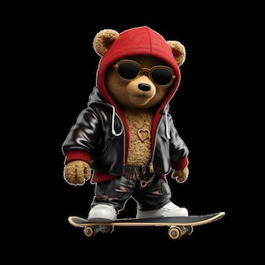Dope Cartoon Skater Teddy bear png hip hop hustler instant download