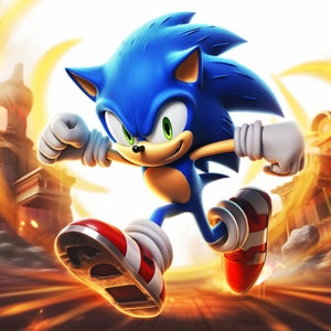 Sonic the Hedgehog poster stampabile wall art home png decor download immediato