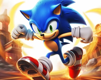 Sonic the Hedgehog Printable poster wall art home png decor instant download