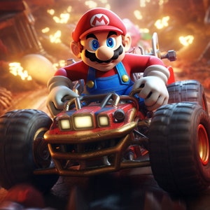 Cartel de Mario Kart PNG imprimible Super Mario Bros impresiones digitales pared arte decoración del hogar descarga instantánea