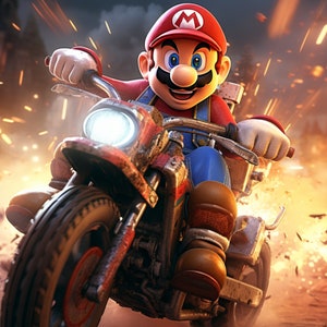 Cartel de Mario Kart PNG Super Mario Imprimible Bros impresiones digitales pared arte decoración del hogar descarga instantánea