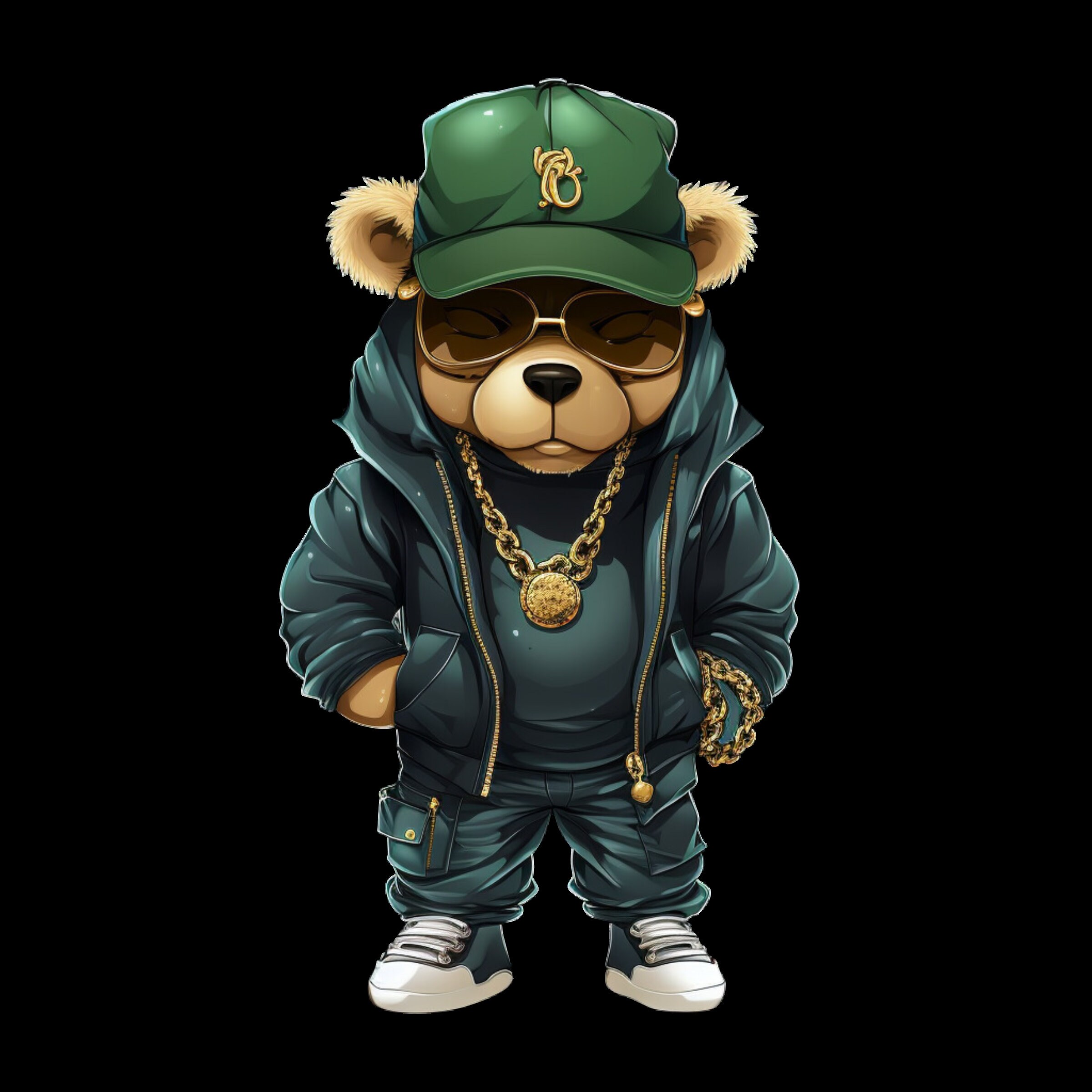 Cartoon Teddy Bear Png Hip Hop Money Hustler Svg Golden Chain Instant ...