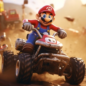 Mario Kart poster PNG Super Mario Bros Printable digital prints wall art home decor instant download