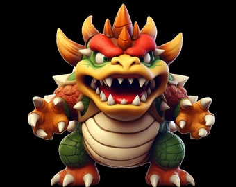 Super Bowser Mario Bros invitation clipart design PNG Instant digital art download