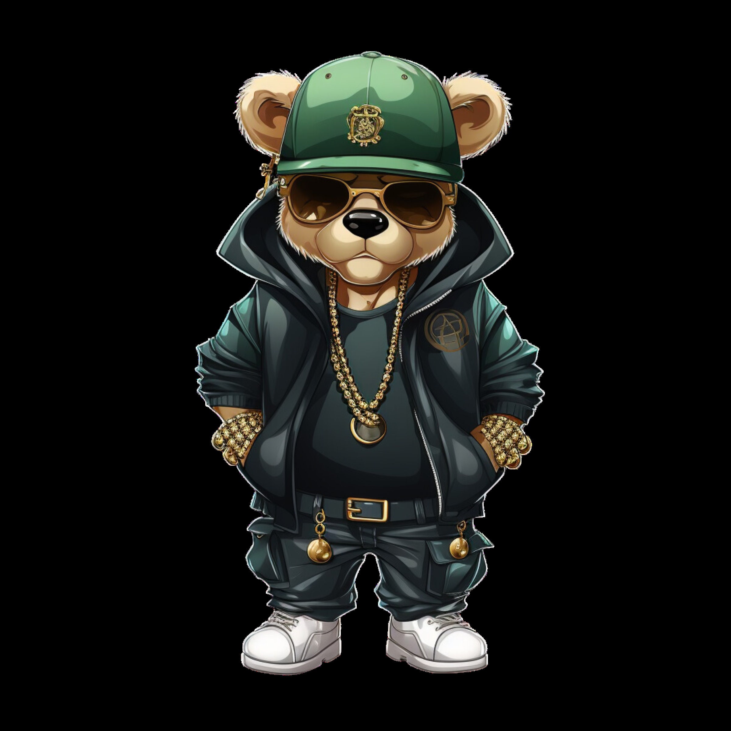 Cartoon Teddy Bear Png Hip Hop Money Hustler Svg Green Hat Instant ...