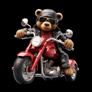 Cartoon Teddy bear biker png hip hop money hustler svg instant download