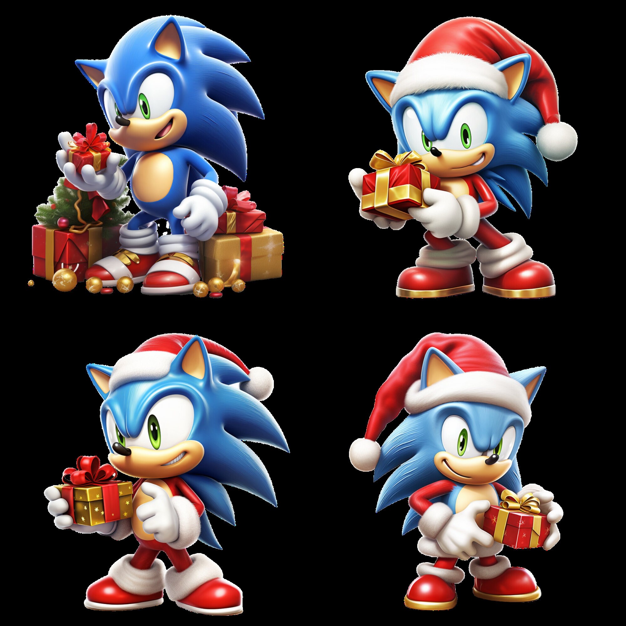 Sonic the Hedgehog Christmas Png Bundle Invitation Clipart Svg Instant