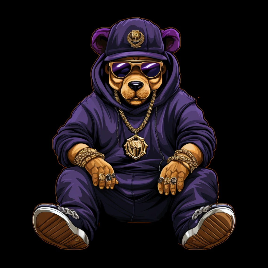 Cartoon Teddy Bear Png Hip Hop Money Hustler Purple Instant Download - Etsy