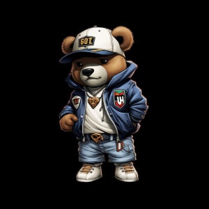 Dope Cartoon Teddy oso sombrero png hip hop estafador descarga instantánea
