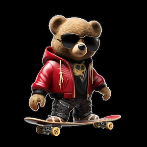 Dope Cartoon Teddy bear png hip hop hustler Skater instant download