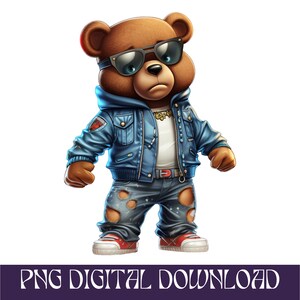 Cartoon Teddy bear png money hip hop svg hustler instant download