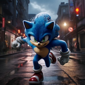 Sonic the Hedgehog running clip art png Printable poster wall art home decor instant download