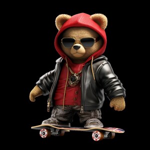 Dope Cartoon Teddy bear png hip hop Skater hustler instant download