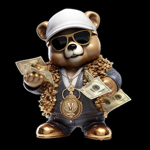 Dope Cartoon Teddy bear png hip hop soldi spacciatore viola download istantaneo