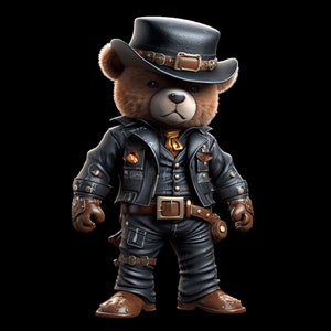 Dope Cartoon Teddy bear png cowboy hip hop hustler instant download