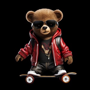 Red Dope Cartoon Teddy bear png hip hop hustler instant download