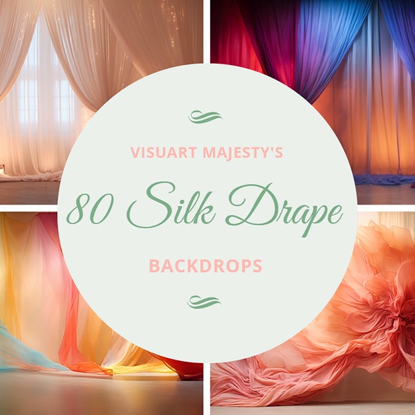 80 Silk Drape Backdrops, curtains backdrops, digital backdrops, wedding, maternity, pregnancy, chiffon drape, stock photo, commercial use