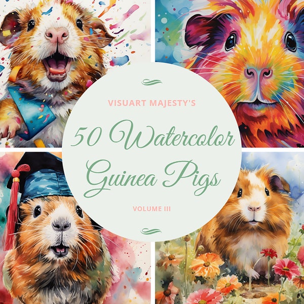 Guinea pig png, watercolor clipart, baby shower decor, clip art bundle, Guinea pig png clipart. 50 High-Quality PNG Images Volume 3