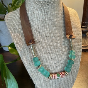 Boho Glass and Krobo Bead Necklace