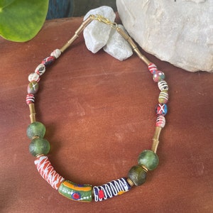 Boho Glass and Krobo Bead Necklace