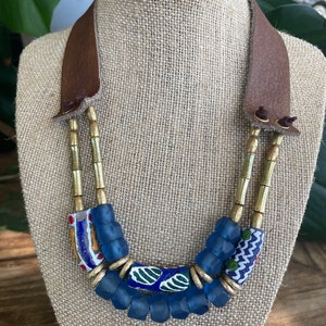 2 Strand Boho Glass and Krobo Bead Necklace