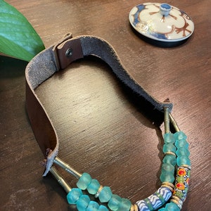 2 Strand Boho Glass and Krobo Bead Necklace