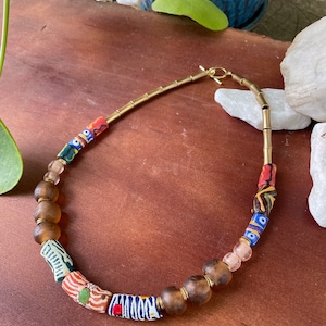 Boho Glass and Krobo Bead Necklace