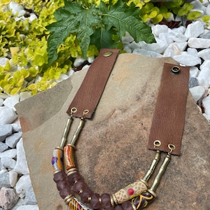 2 Strand Boho Glass and Krobo Bead Necklace