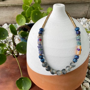 Boho Glass and Krobo Bead Necklace