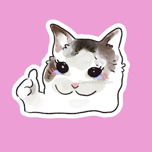 Sad Cat Meme Sticker – Crying White Cat Vinyl Sticker, Funny Internet Meme Aesthetic, Cute Waterproof Laptop Sticker