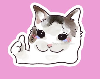 Sad Cat Meme Sticker: Waterproof Vinyl Laptop Decal
