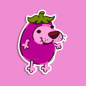 Kawaii egg plant purple doggoo  Dog vinyl Y2K Sticker| cute stickers| dog stickers