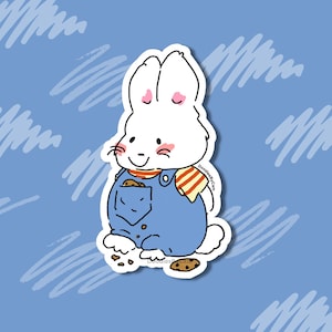 Sticker holographique inspiré de Max and Ruby : lapin nostalgie, vinyle résistant à l'eau