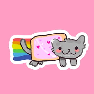 Nyan Cat! | Holographic Vinyl Sticker | Vinyl cute nostalgia, cat sticker, poptart sticker, pop tart cat sticker