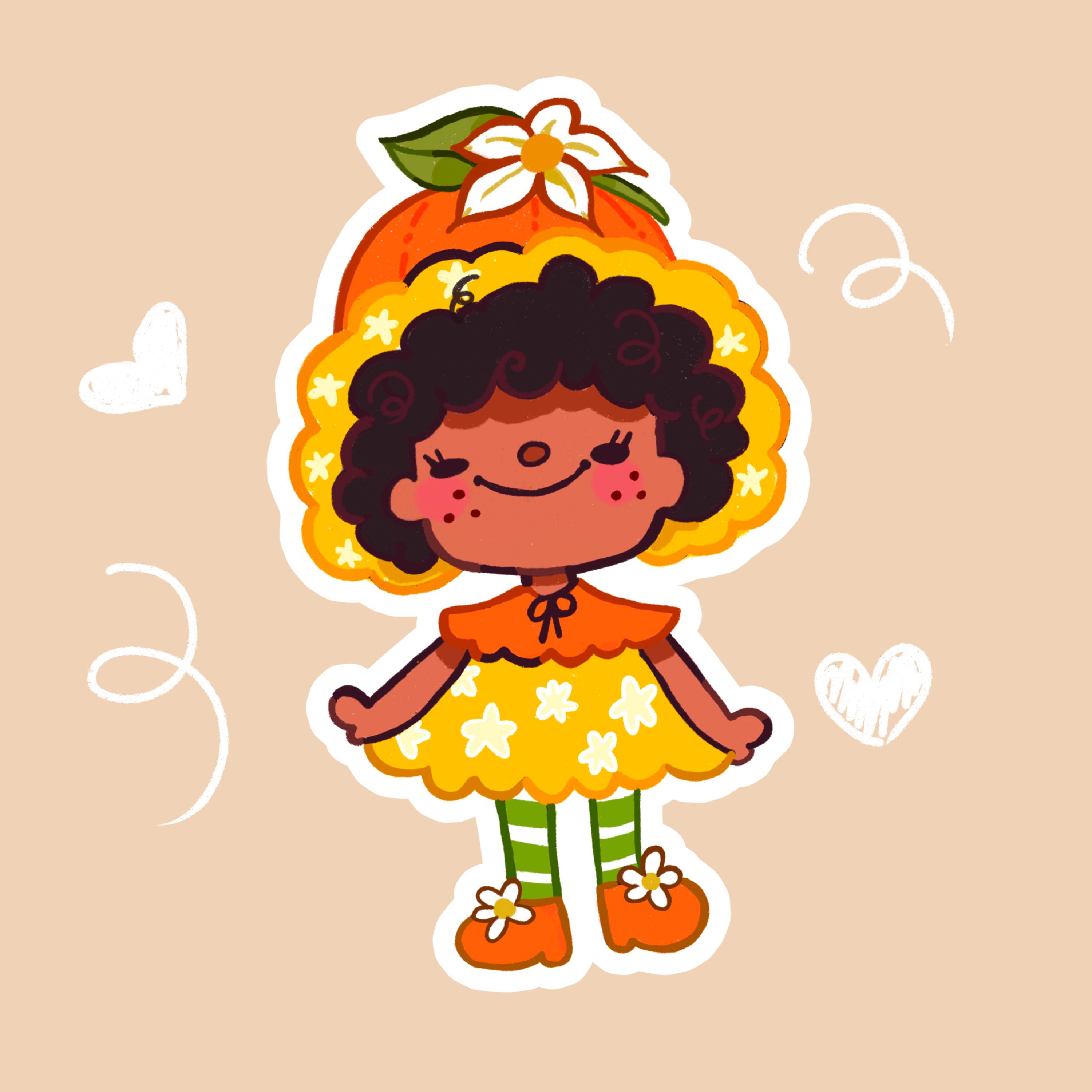 Orange girl kawaii aesthetic waterproof sticker