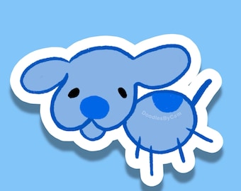 Blue Puppy Sticker: Nostalgic Y2K Dogo Vinyl Sticker