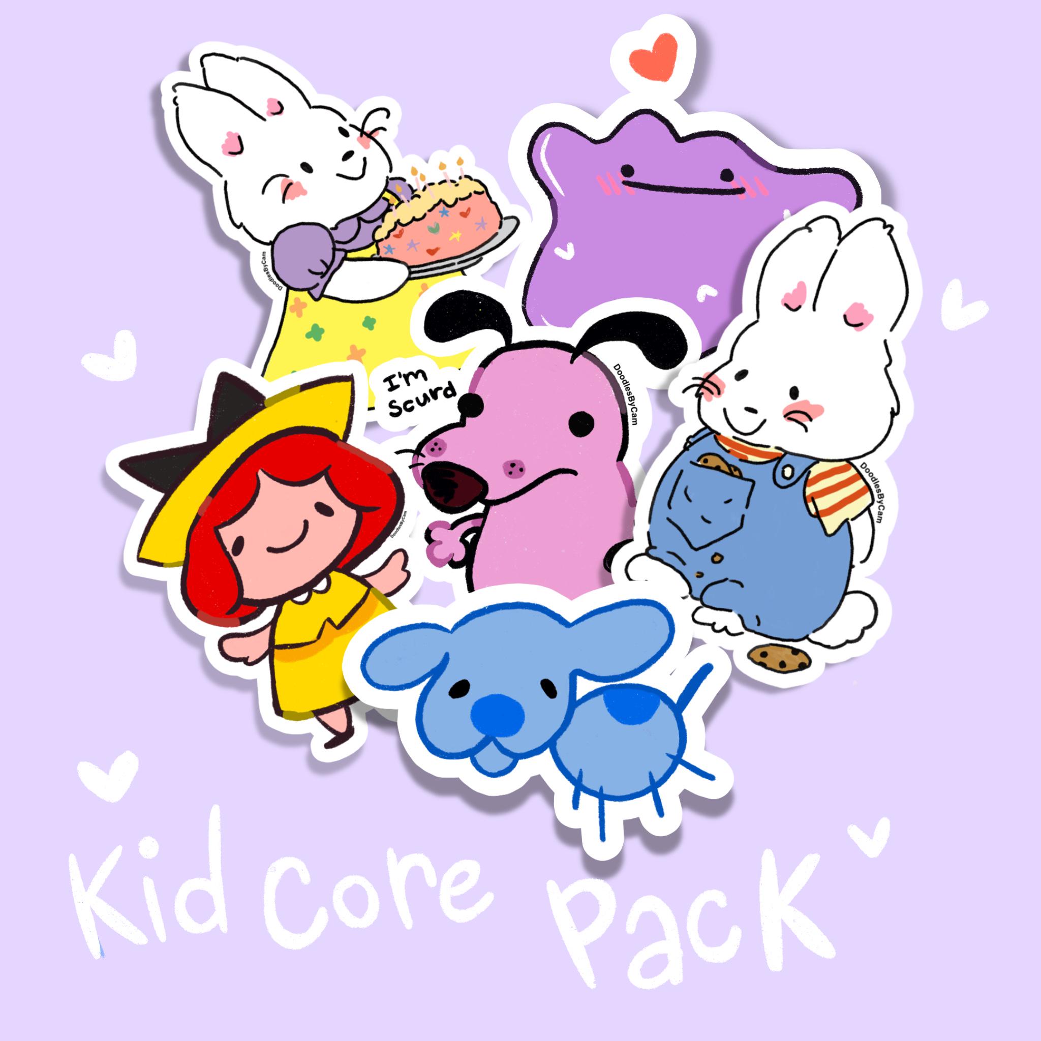 Nostalgic kid core sticker pack bundle