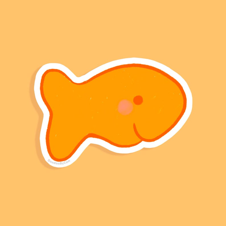 Retro Fish Sticker Yellow Fish Snack Sticker: Retro 2000s Vinyl Decal - Etsy