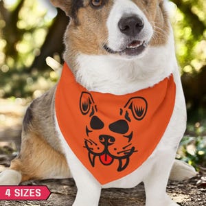 Halloween Dog Bandana, Scary Cute Monster Face Dog Costume, Funny Halloween Pet Bandana, Gift for Dog Lovers, Dog Scarf Sizes Small to XL