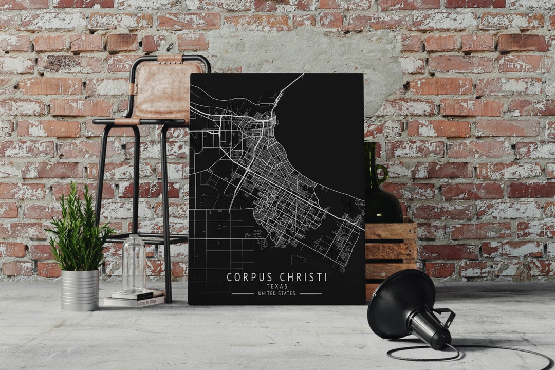 Corpus Christi City Map Poster. Metal Art Sign. Corpus Christi Etsy