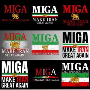 Diseño de sátira política de MIGA: Gráfico de la bandera de Irán (Descarga digital PNG)
