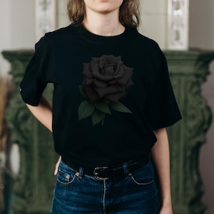 Beautiful Black Rose Flower T-Shirt PNG , Black Rose Designs beautiful, black, rose, flower,designs, unique, lovely Vintage Roses Single PNG
