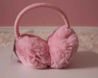 Pink Knit Fuzzy Earmuffs