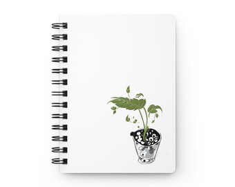 Monstera Line Art Spiral Bound Journal