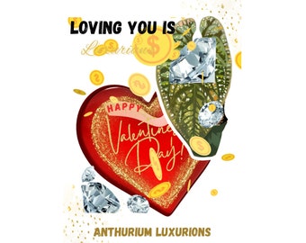 Anthurium Luxurians Digital Animated Valentine's Day Card - Animated GIF - Digital Downloads - Mobile Valentine