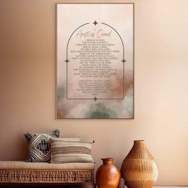 Apostles' Creed, Christian Creed, Catholic Creed, Heaven and Earth, Christian Wall Art, Catholic Wall Art, Catholic Gift, Christian Gift