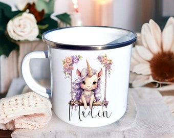 Kindertasse | Emailletasse | Indianer | Boho | Tasse | personalisiert | Geschenkidee | Waldtiere | Tiere | Tasse mit Namen